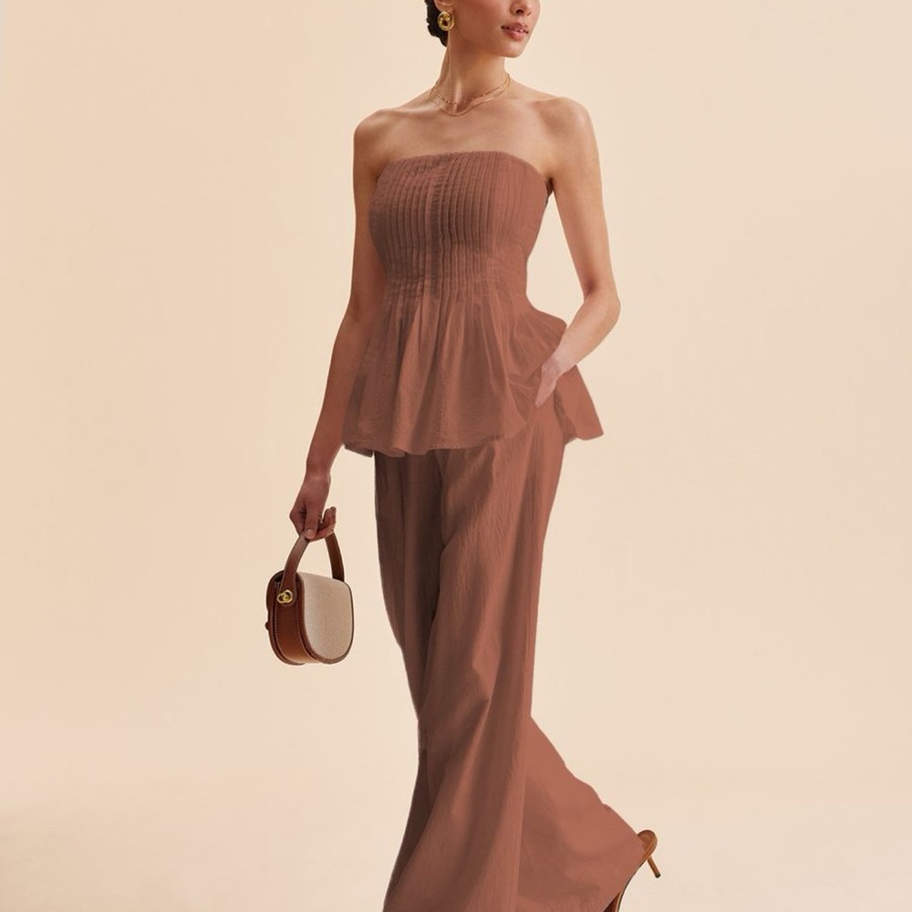 Light Brown Strapless Two Piece Set